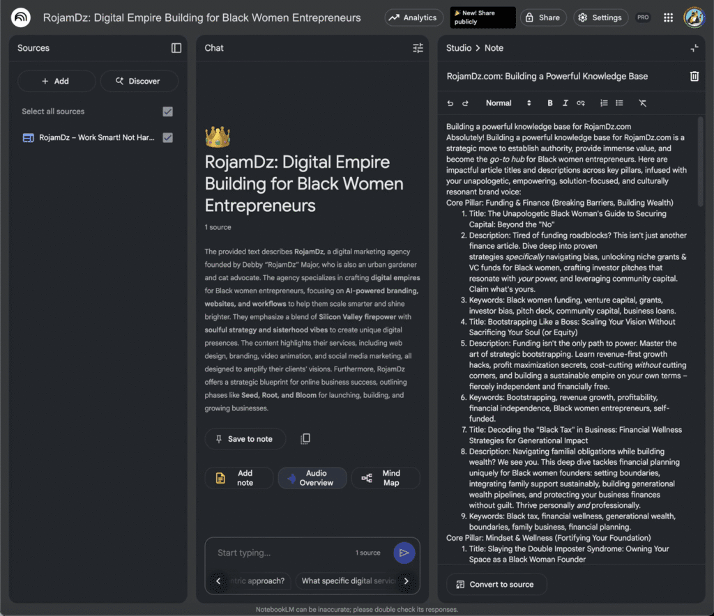 NotebookLM features