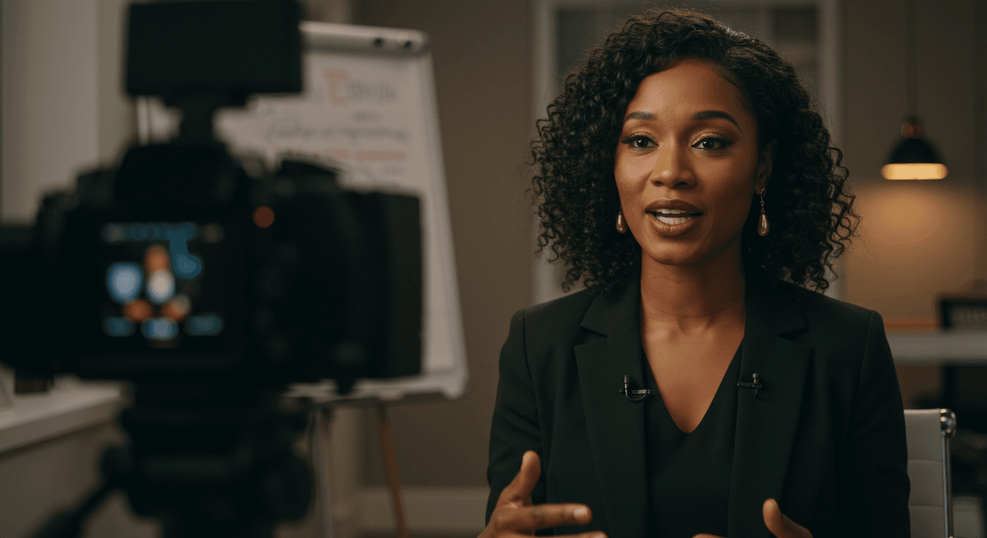 Joyful Black entrepreneur creating viral reel - strategic video content for business visibility